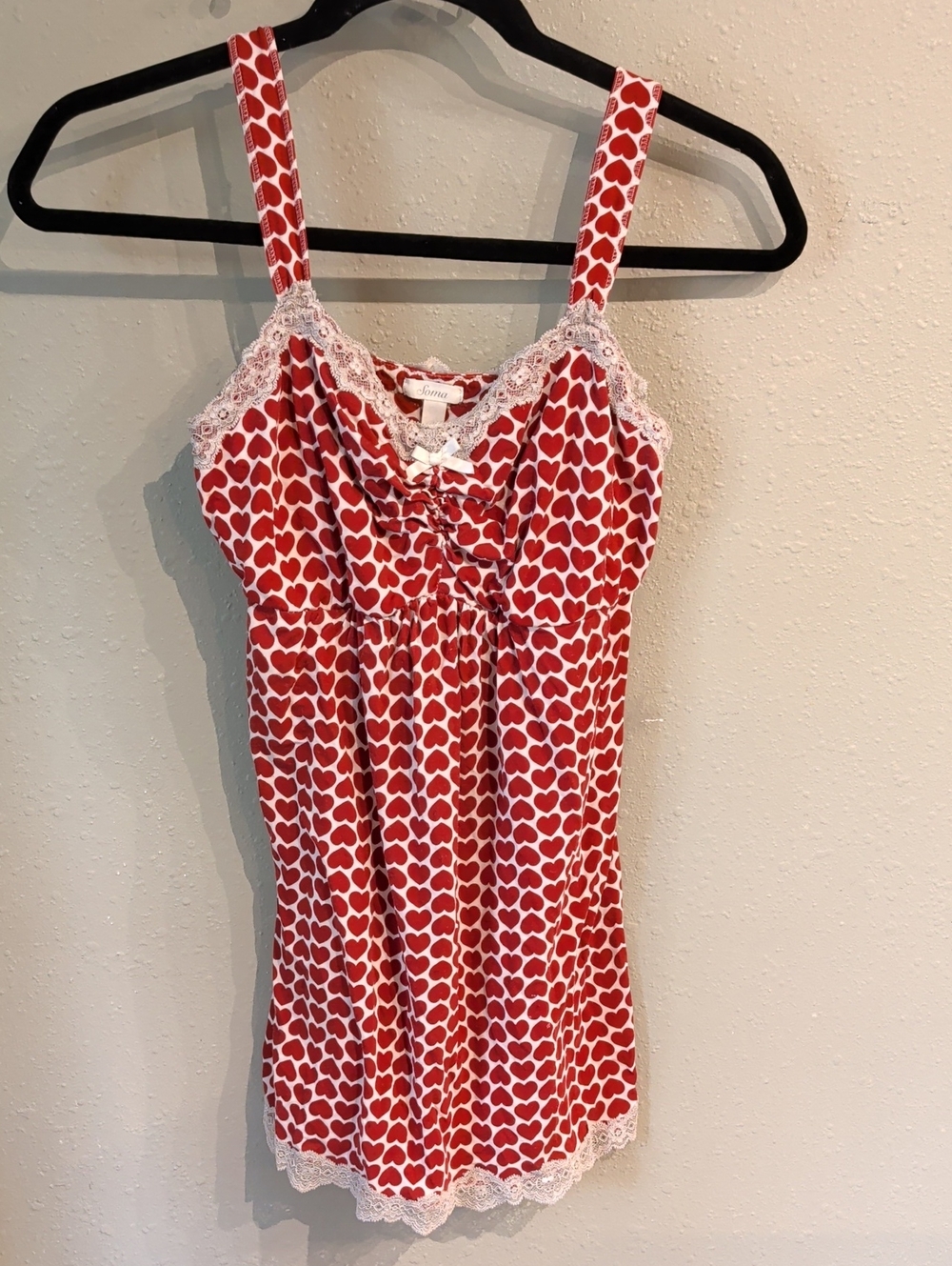 Soma Hearts Lace Babydoll Tank Tunic Top Small